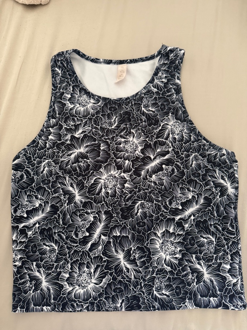 Balance Collection Black & White Floral Tank Top
